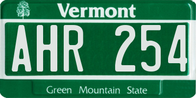 VT license plate AHR254