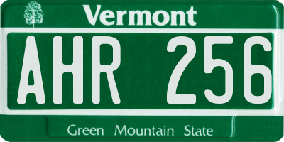 VT license plate AHR256
