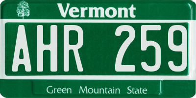 VT license plate AHR259