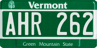 VT license plate AHR262