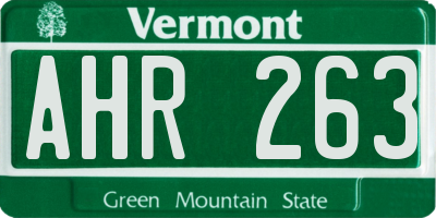 VT license plate AHR263
