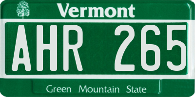 VT license plate AHR265