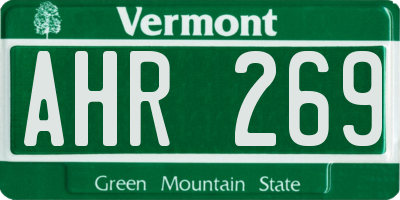 VT license plate AHR269