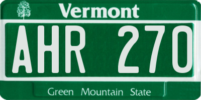 VT license plate AHR270