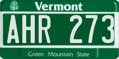 VT license plate AHR273