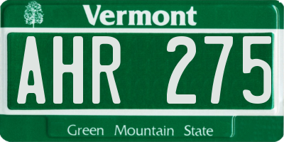 VT license plate AHR275