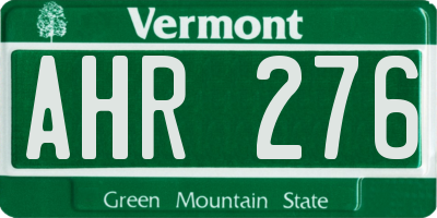 VT license plate AHR276
