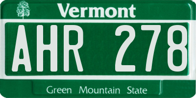 VT license plate AHR278