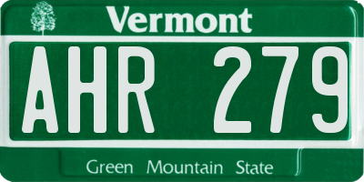 VT license plate AHR279