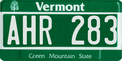 VT license plate AHR283