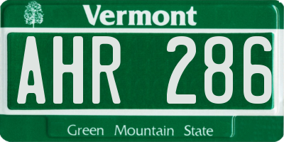 VT license plate AHR286