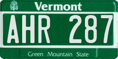 VT license plate AHR287