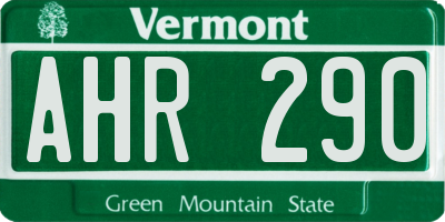 VT license plate AHR290