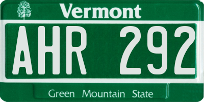 VT license plate AHR292