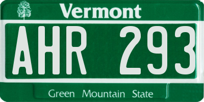 VT license plate AHR293