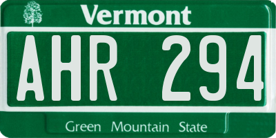 VT license plate AHR294