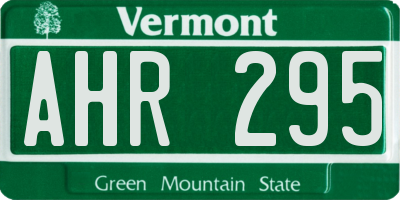 VT license plate AHR295