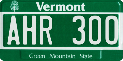 VT license plate AHR300