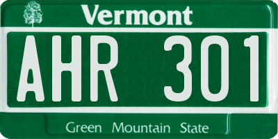 VT license plate AHR301
