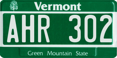 VT license plate AHR302