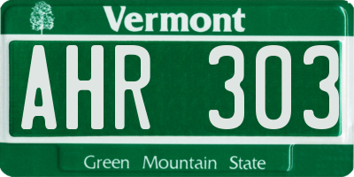 VT license plate AHR303