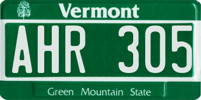 VT license plate AHR305