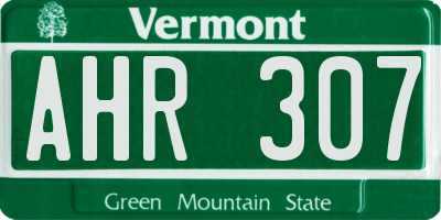 VT license plate AHR307