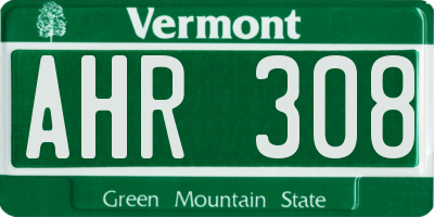 VT license plate AHR308