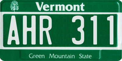 VT license plate AHR311