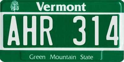 VT license plate AHR314