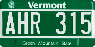 VT license plate AHR315