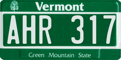 VT license plate AHR317