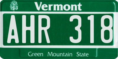 VT license plate AHR318