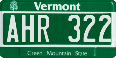 VT license plate AHR322