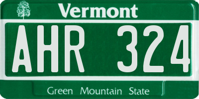 VT license plate AHR324