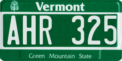 VT license plate AHR325