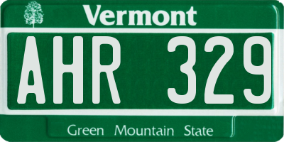 VT license plate AHR329