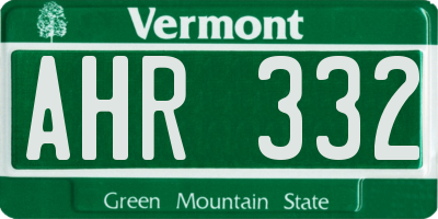 VT license plate AHR332