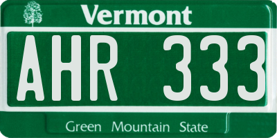 VT license plate AHR333