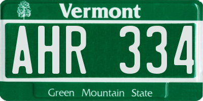 VT license plate AHR334
