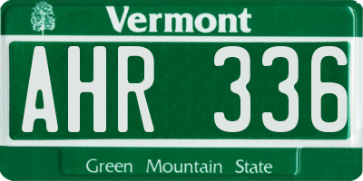 VT license plate AHR336