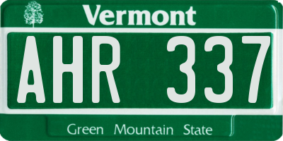 VT license plate AHR337