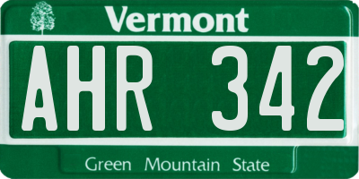 VT license plate AHR342