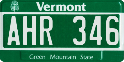 VT license plate AHR346
