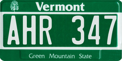 VT license plate AHR347