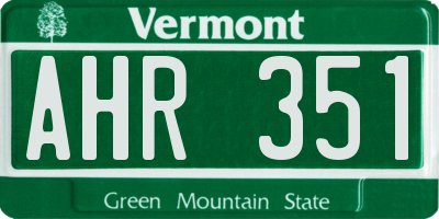 VT license plate AHR351