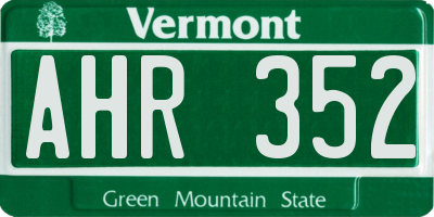 VT license plate AHR352