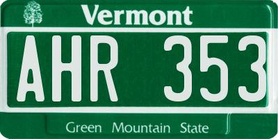 VT license plate AHR353