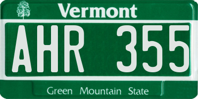 VT license plate AHR355