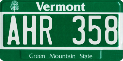 VT license plate AHR358